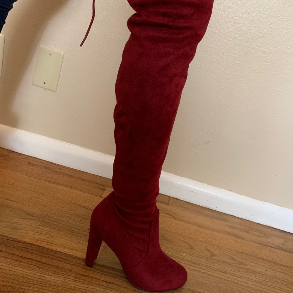 Wine over the knee boot